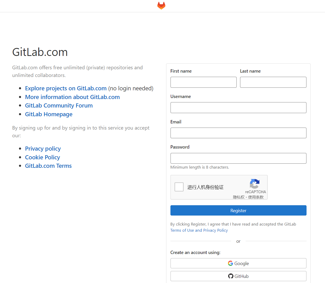 注册GitLab
