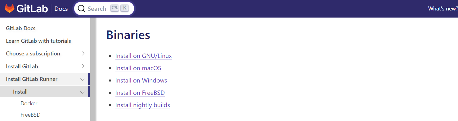 GitLab Runner安装索引页