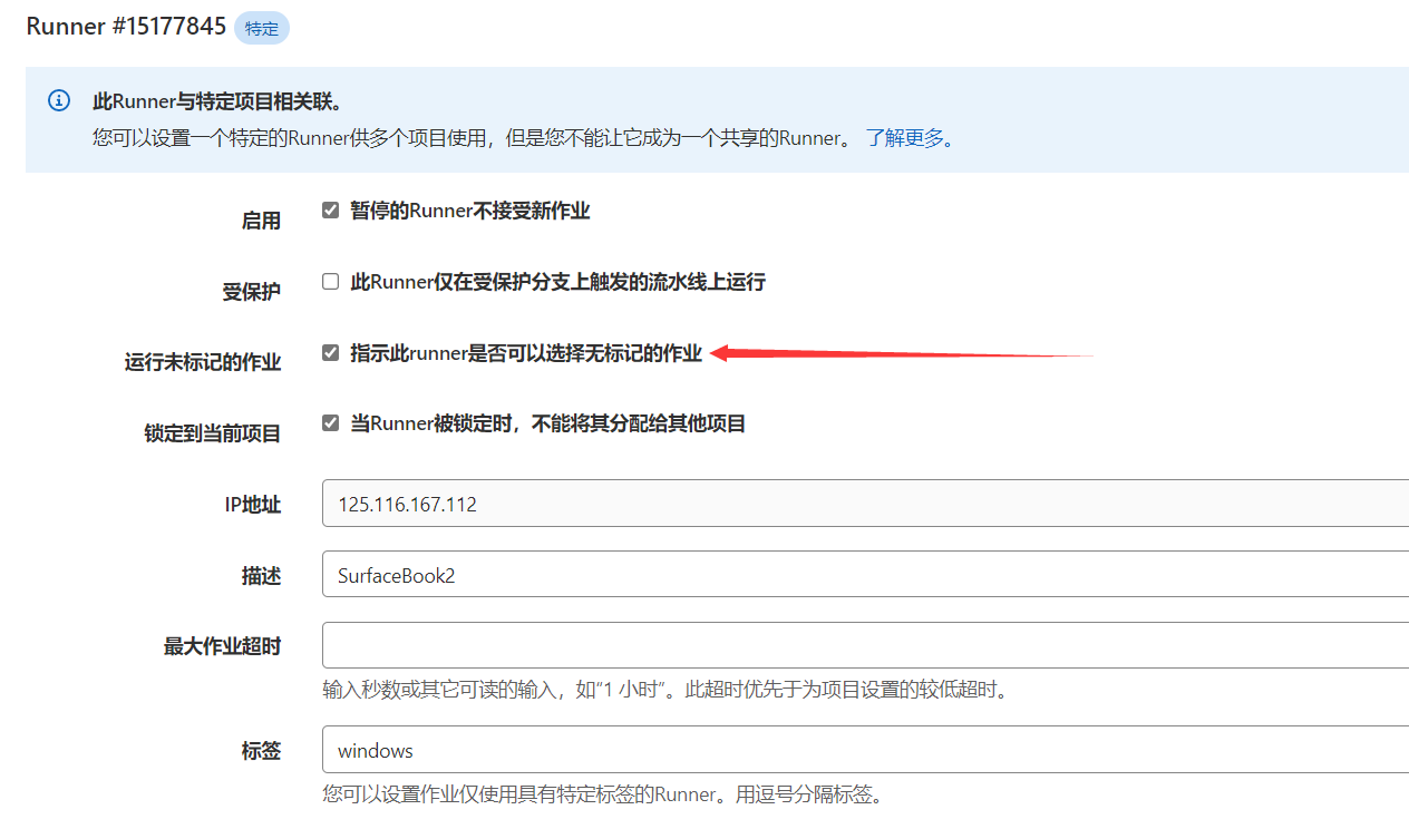 GitLab Runner指定未标记作业